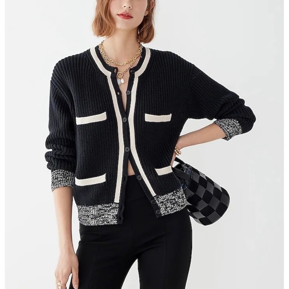 J. CREW Front-Pocket Cotton Cardigan Sweater BJ608